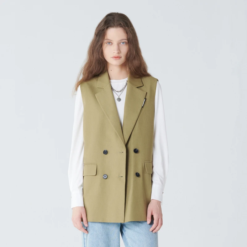 MSLAN通勤马甲秋季新款时尚气质简约设计感宽松西装马夹 MECV2106