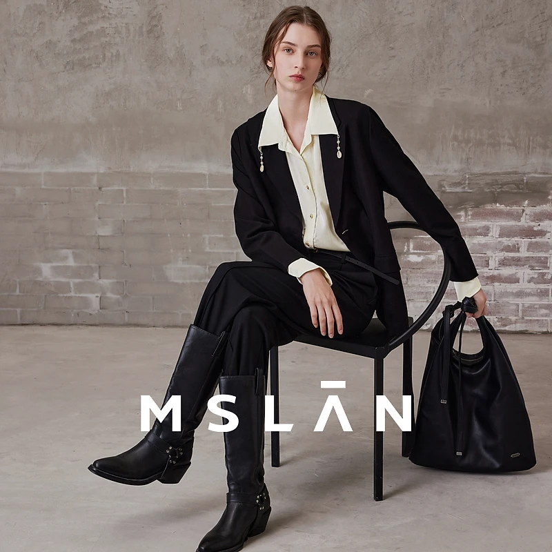 MSLAN【解构主义】设计感异形扣气质时尚下摆西装外套 MEAA2502