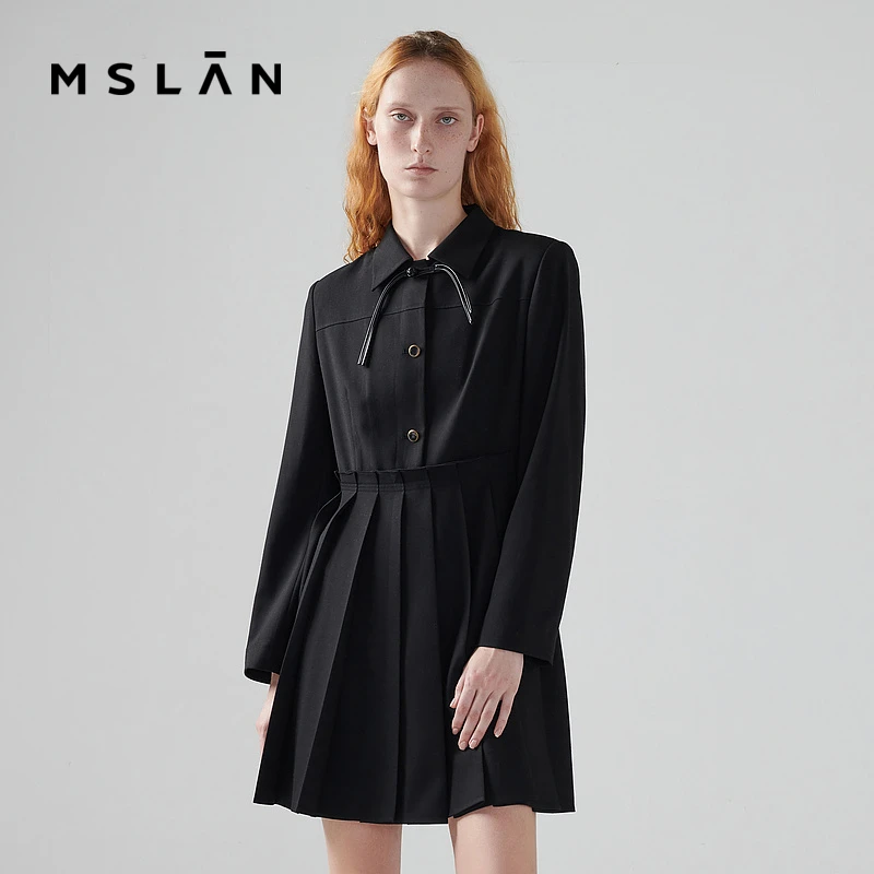 MSLAN新中式盘扣法式气质时尚百搭茶歇连衣裙 MEDM4107
