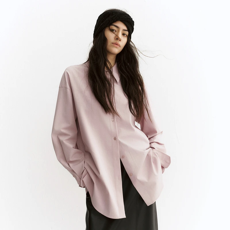 MSLAN秀场同款/2024冬季新款干净利落宽松落肩简约衬衫女 MGDN054