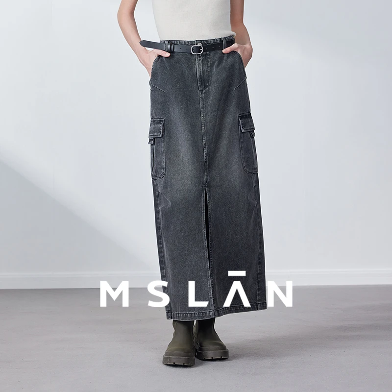 商场同款新款时尚工装多口袋牛仔半身裙 MGAQ075