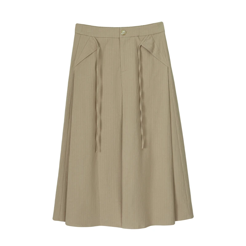 MSLAN商场同款半松紧装饰绑带半裙MFCE8220