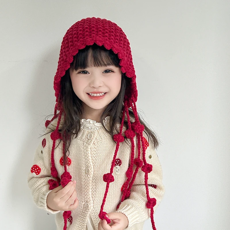 儿童帽子秋冬款2024新款女童宝宝毛线帽小女孩针织帽护耳帽冬季潮