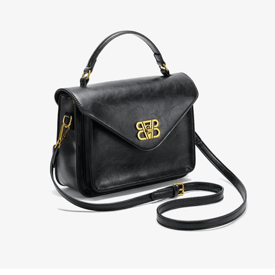 2024时尚黑色女士百搭包复古简约潮流休闲翻盖单肩肩包