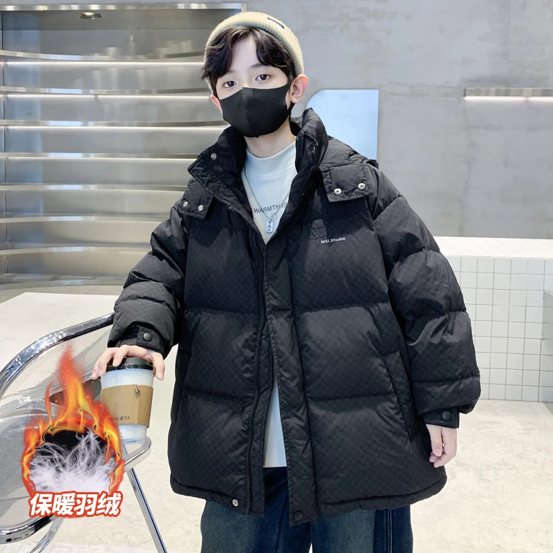 儿童装男童冬装羽绒服2023新款大童棉服冬季男孩棉袄加厚免洗外套