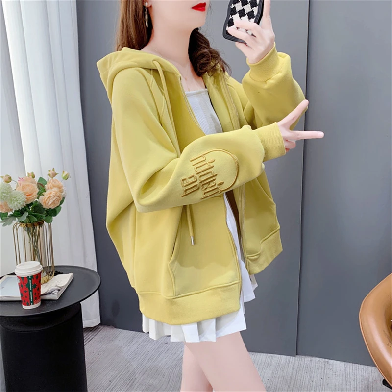 设计感长袖连帽开衫卫衣女2024年新款早春宽松短款小个子外套上衣