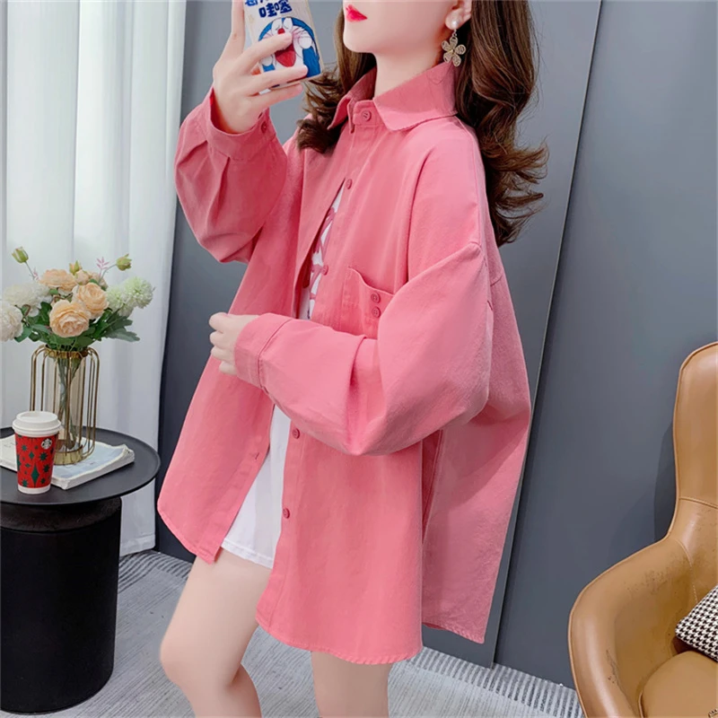 港味复古长袖牛仔衬衫外套女春秋2023新款宽松慵懒风百搭休闲上衣