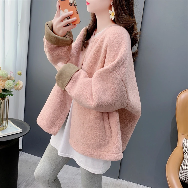 欧洲站羊羔毛皮毛一体外套女2023冬季新款宽松显瘦超好看加厚上衣