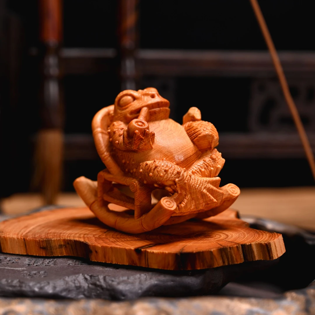 崖柏金蟾摆件车摆天然红木摆件蟾蜍吉祥物人生赢家文玩茶宠