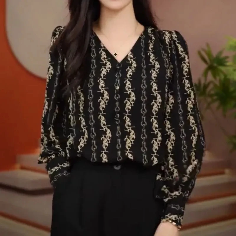 优质港风新款女士外搭衬衣百搭修身显白减龄碎花上衣长袖印染小衫