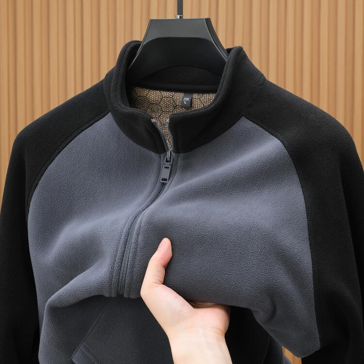 2024休闲服饰春秋加绒加厚保暖高端男士时尚双面绒夹克潮流棒球服