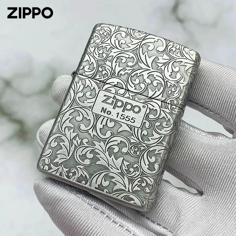 ZIPPO熏银唐草镀银盔甲五面雕刻打火机男士双面银色DY9910DK