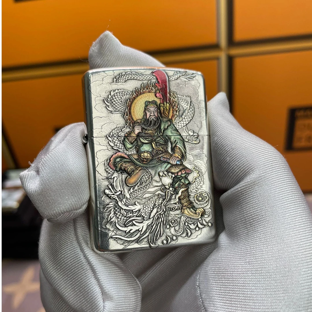 ZIPPO/之宝镀银彩绘关羽  正品打火机A1250