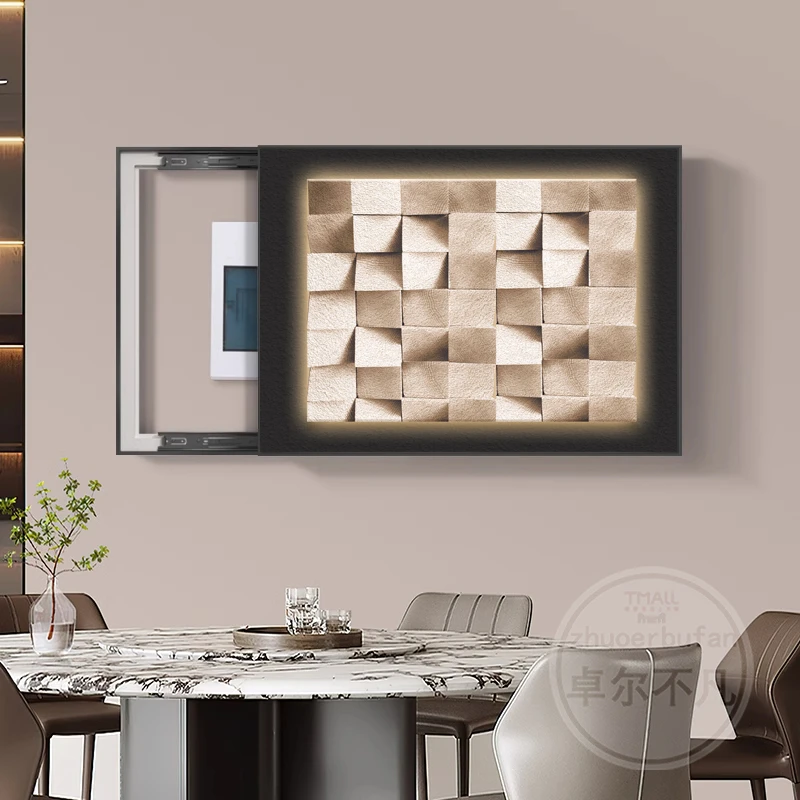 简约现代电表箱装饰画高级感餐厅配电箱弱电箱电闸开关盒遮挡挂画