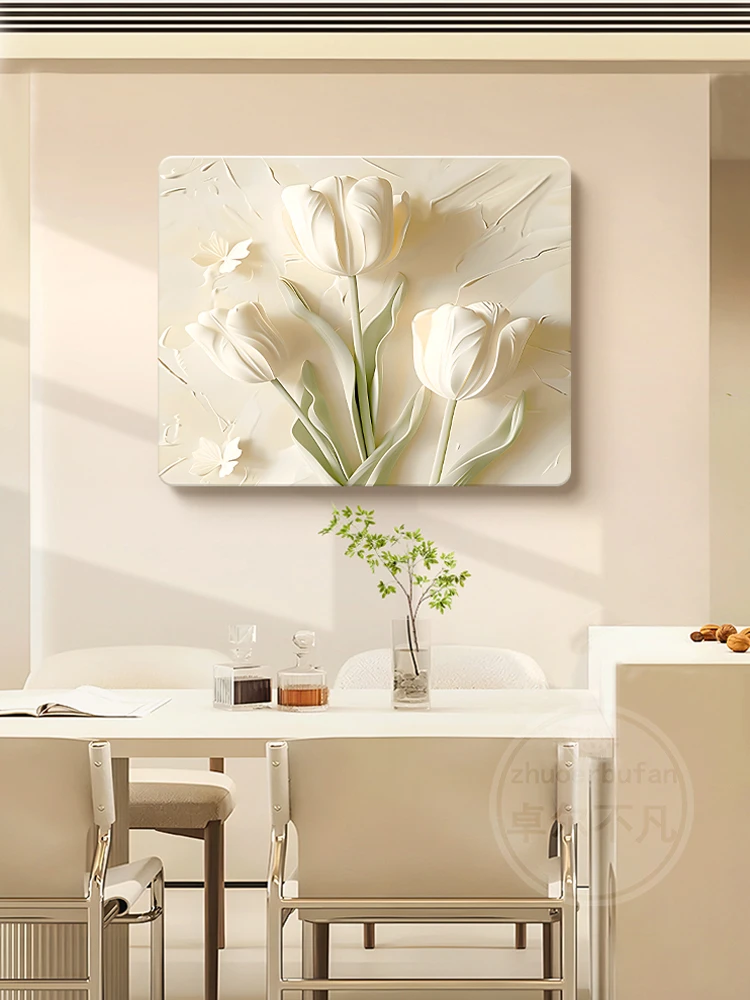 奶油风电表箱装饰画抽象花卉电表箱盒遮挡画高级感电闸弱电箱壁画