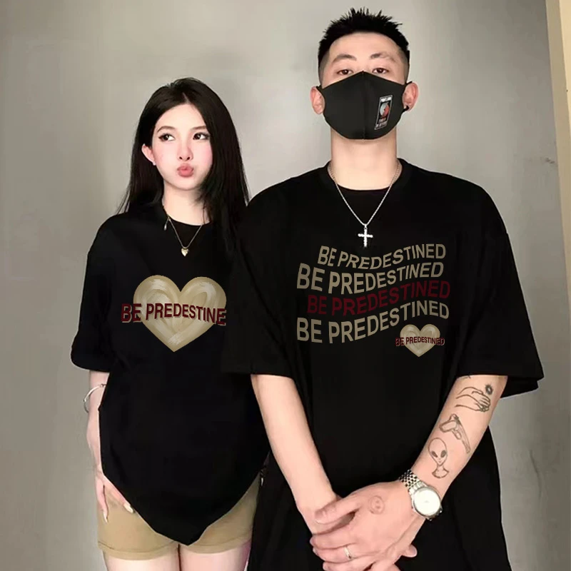 100%纯棉情侣装夏季装2023新款潮流特别的网红超火短袖T恤男早春