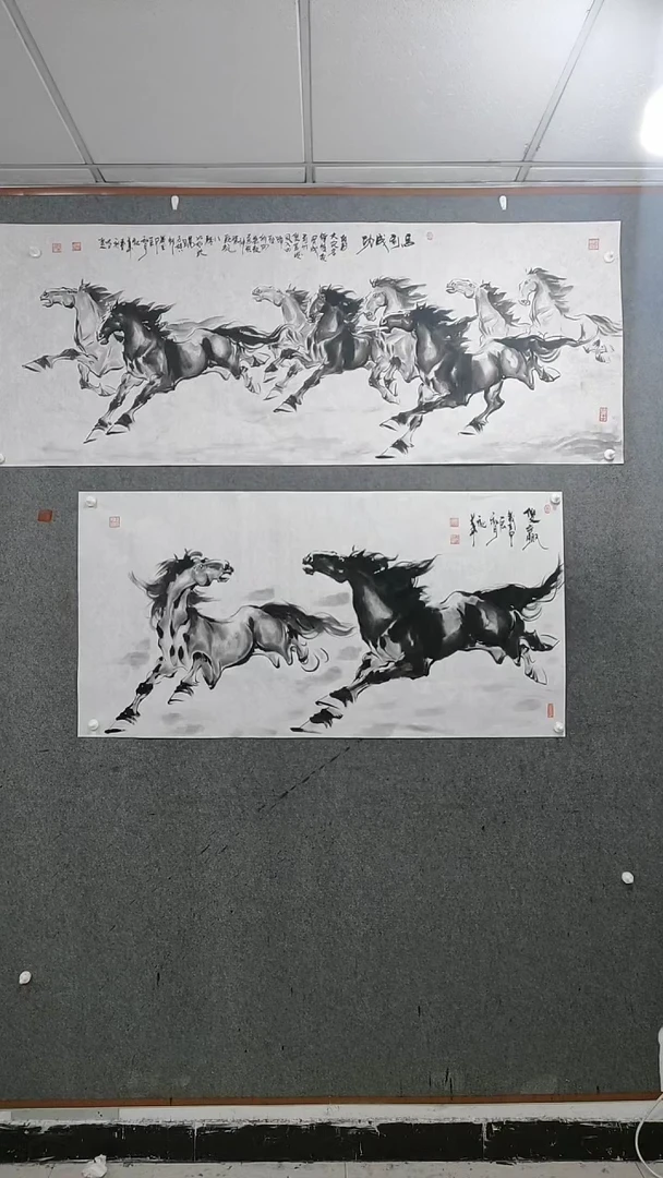 【闪购商品】绘画水墨写意双骏马图