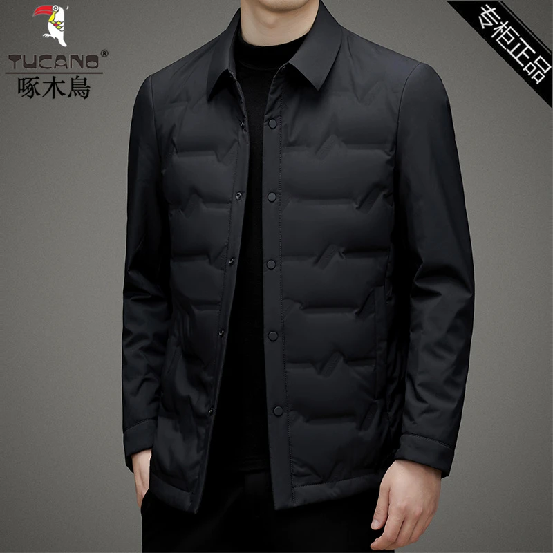 TUCANO/啄木鳥羽绒服爸爸装商务休闲冬季保暖修身翻领夹克男外套