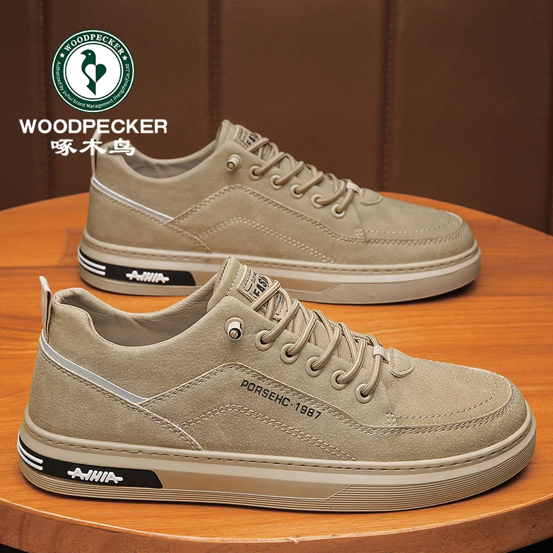 正品啄木鸟夏季百搭男鞋潮流春季工地休闲皮鞋防滑耐磨运动板鞋子