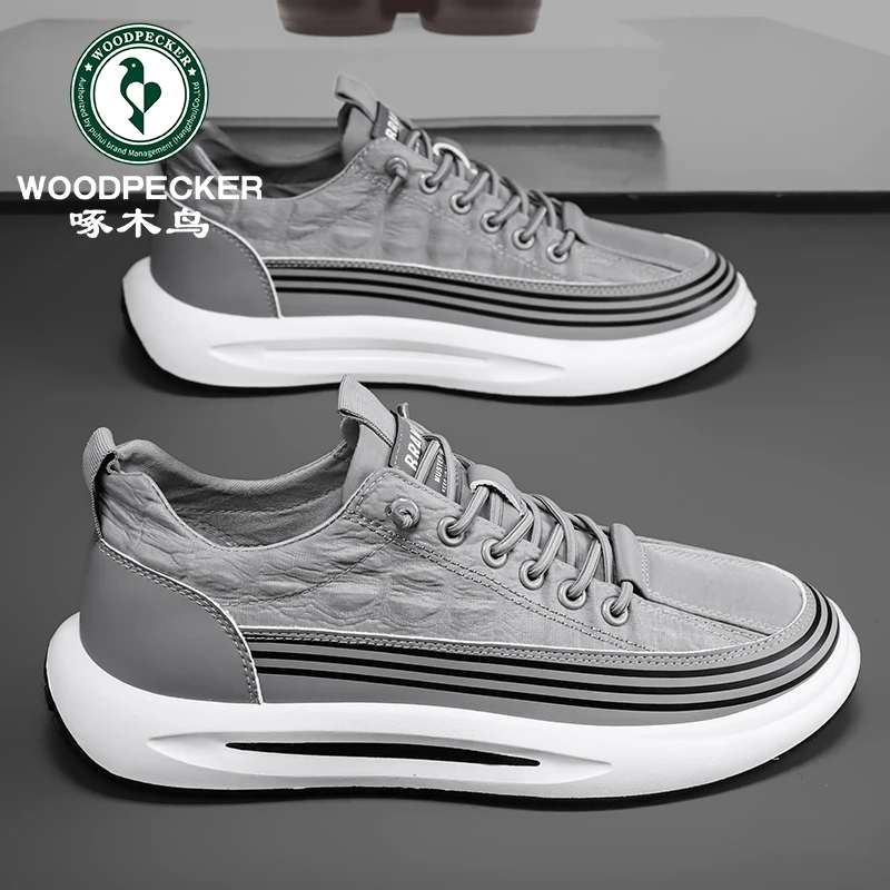 啄木鸟官方正品潮流轻便春季防臭冰丝帆布鞋防滑男士工作劳保潮鞋