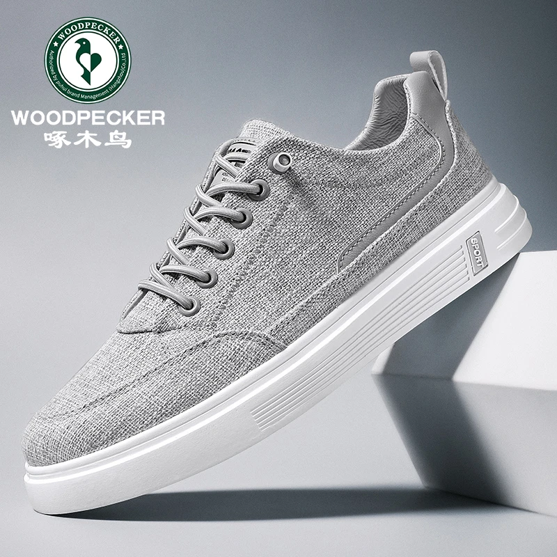 啄木鸟百搭男鞋春夏季布鞋男款一脚蹬潮鞋韩版透气休闲工作板鞋