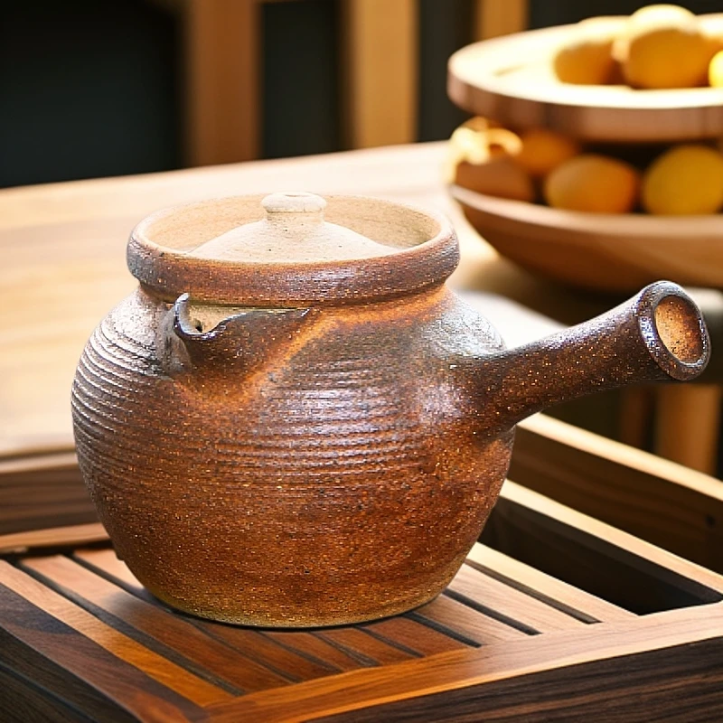 云南烤茶罐煮茶罐大容量纯手工粗陶土陶柴烧侧把电炉干烧冬天煮茶