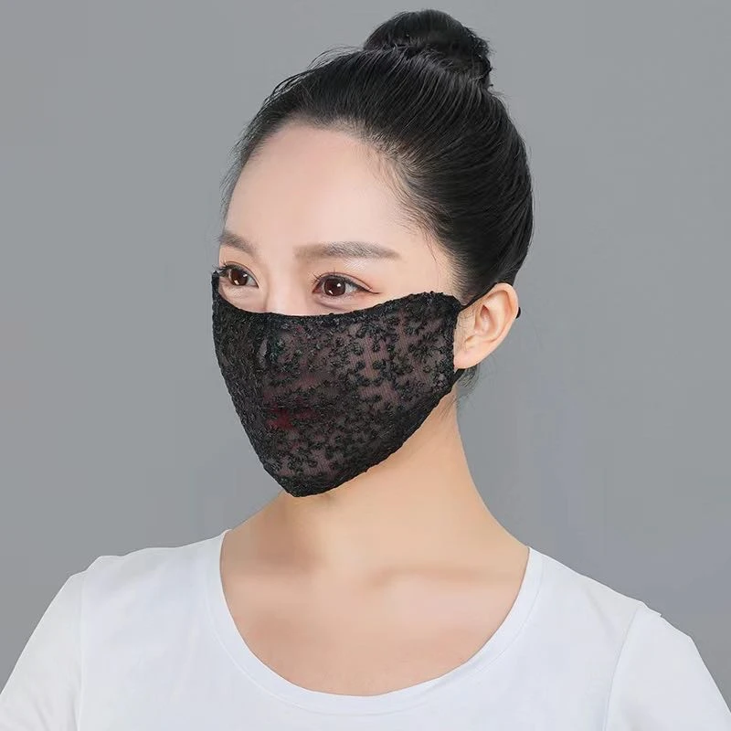 雪花刺绣网纱透气防风防晒面罩护眼角面纱口罩