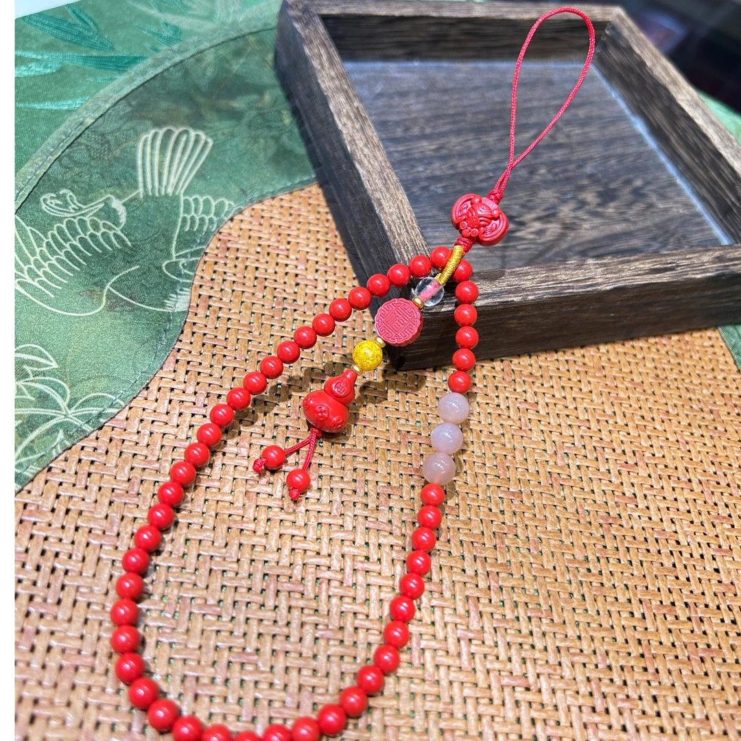 含辰砂工艺品高含量真朱砂水飞红砂手机挂 277