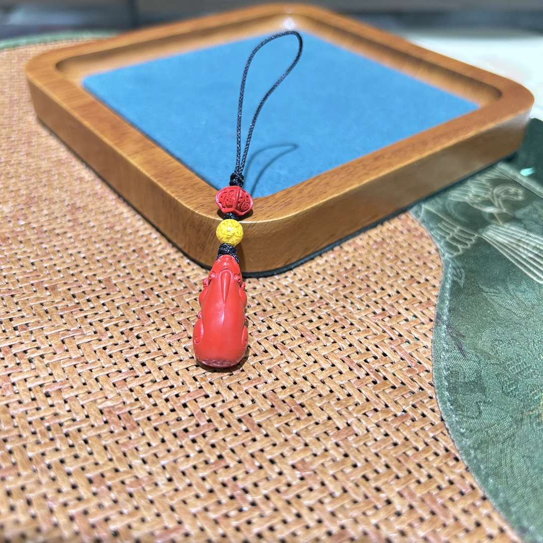 含辰砂工艺品高含量真朱砂水飞红砂貔貅手机挂291