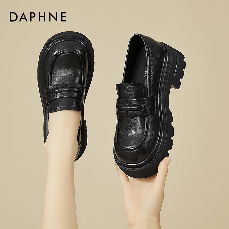 达芙妮厚底乐福鞋女款2025新款秋季复古学院风气质单鞋软面小皮鞋