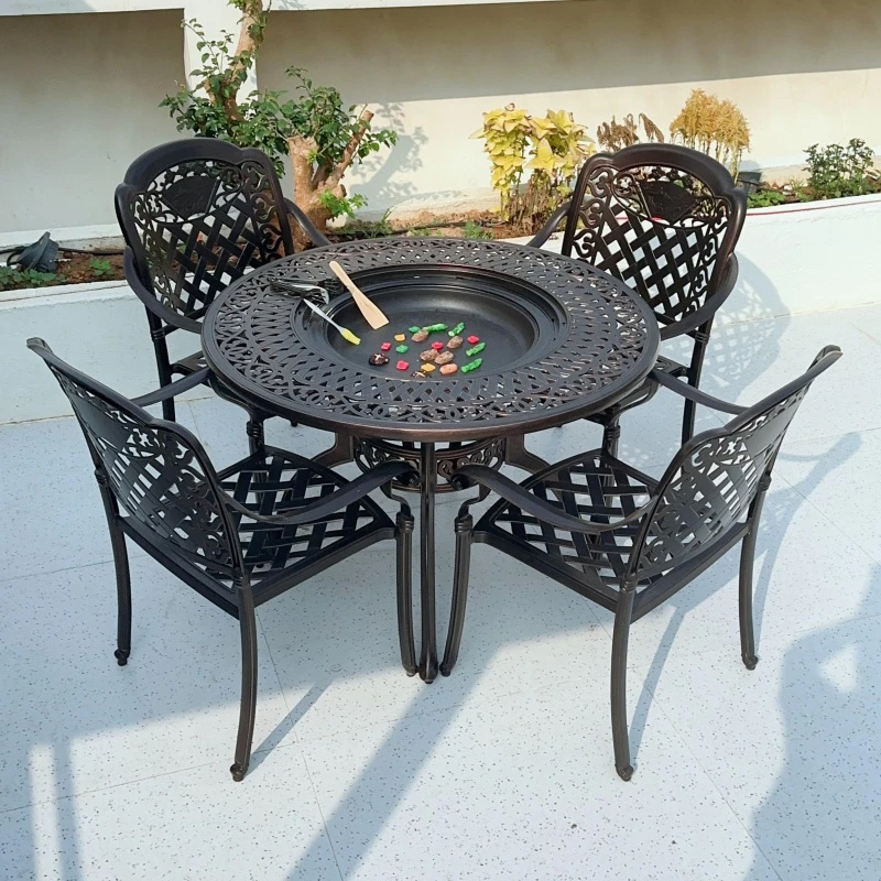 全每户外铸铝雕花桌椅庭院花园露天阳台防水耐磨多功能烧烤桌椅