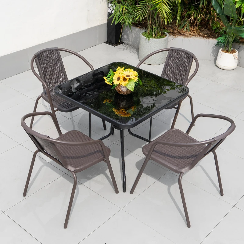 户外桌椅露天防水防晒室外椅子喝茶外摆茶几小阳台休闲桌椅三件套