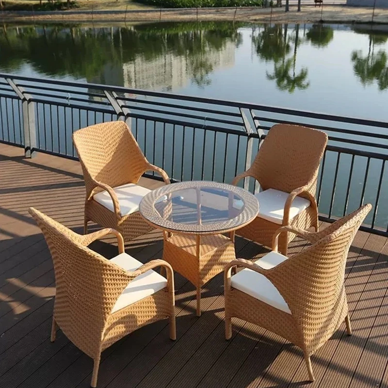 【全每品牌】户外简约桌椅北欧藤椅室外藤编酒店防水家用桌子阳台桌