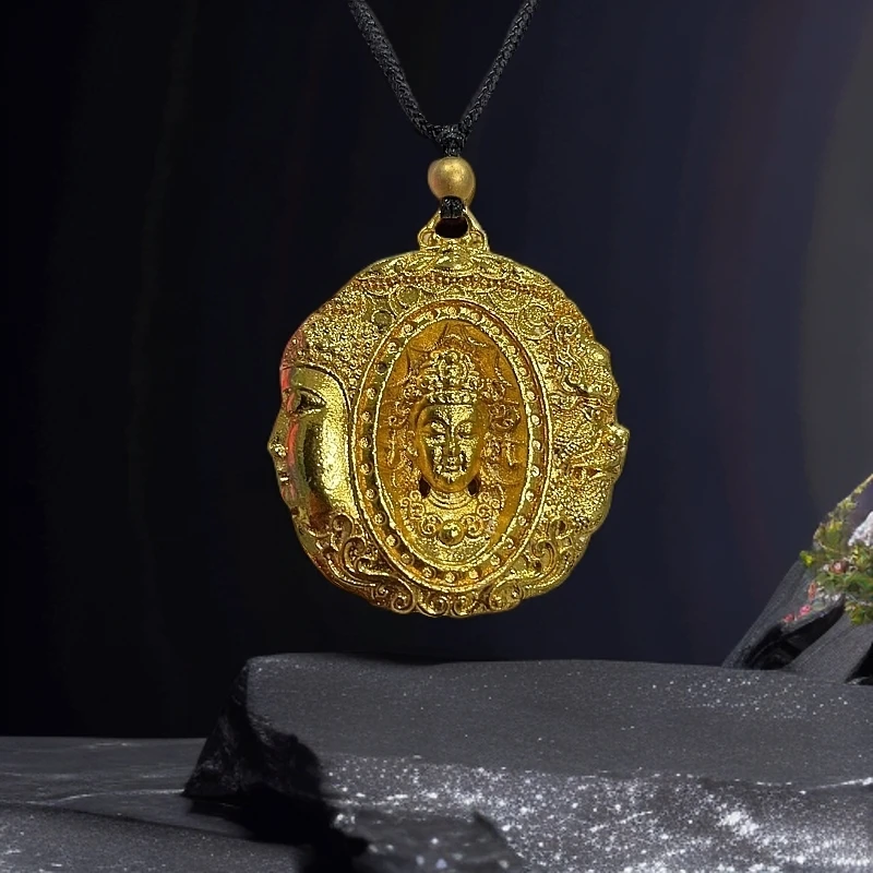 铜合金吊坠 合金一念佛魔吊坠双面编绳实心传承编织