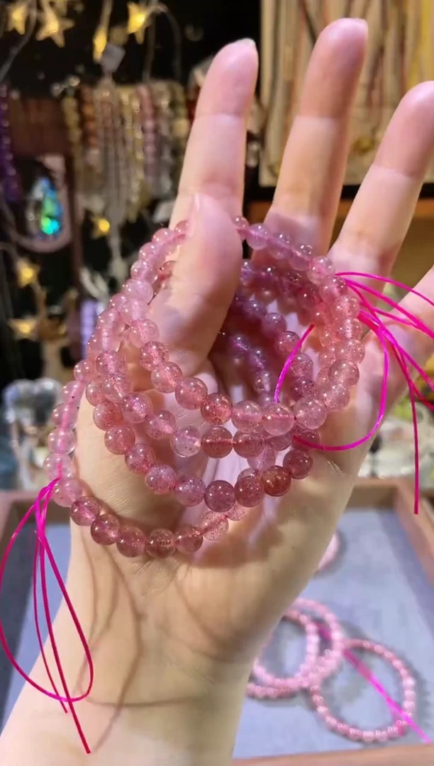 【闪购商品】石英质玉手饰未镶嵌N027草莓晶素圈手链