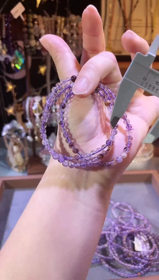 【闪购商品】水晶手链未镶嵌N025三圈紫幽灵手链