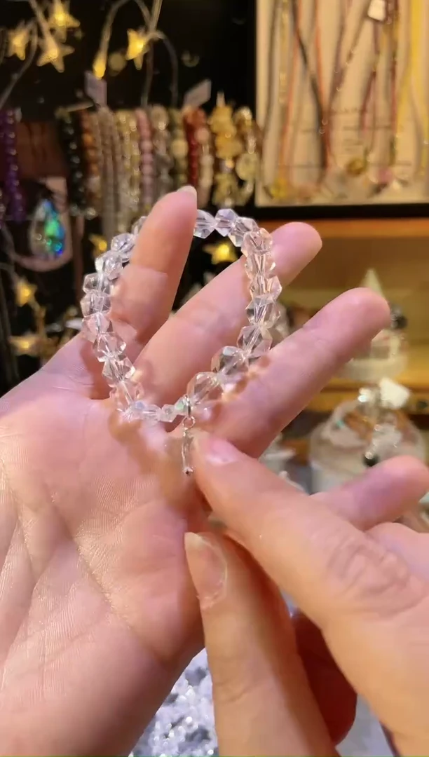 【闪购商品】水晶手链未镶嵌B239切面白水晶小蝴蝶6.7m