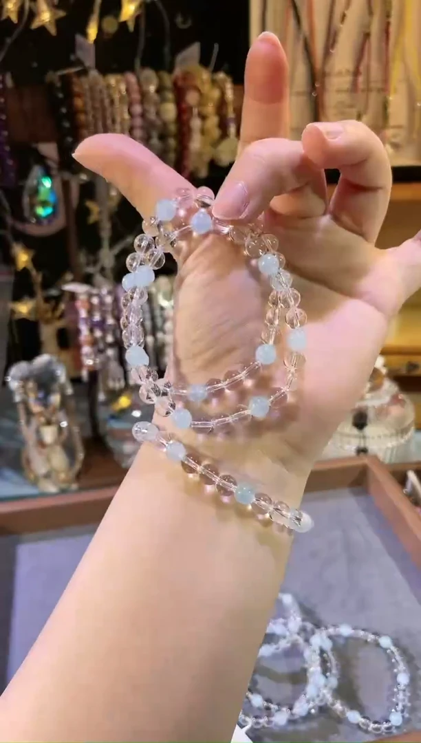 【闪购商品】水晶手链未镶嵌B323海蓝宝白水手链