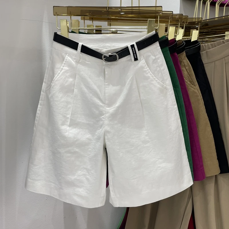 西装五分a字裤女白色简约休闲中裤夏季外穿薄款宽松百搭阔腿短裤