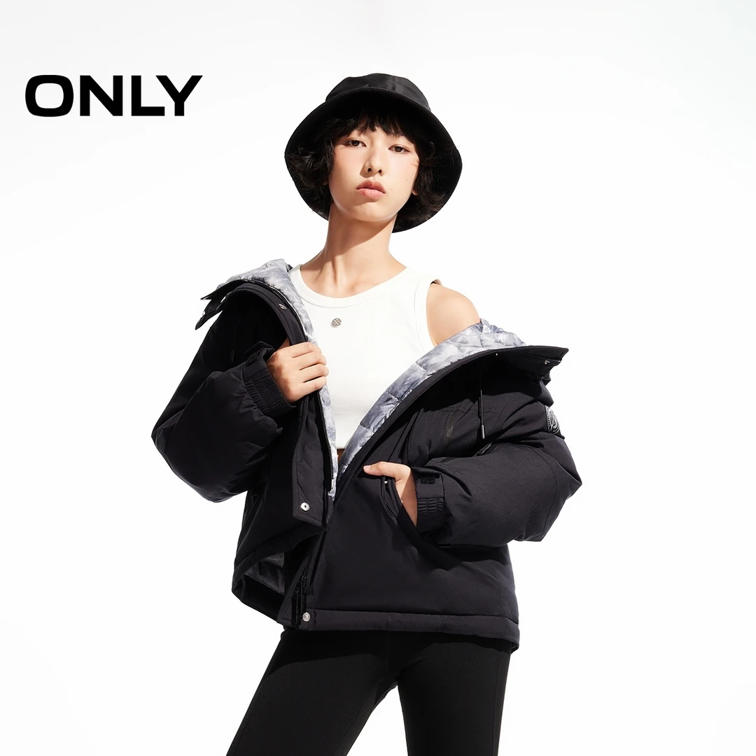 【90白鸭绒】ONLY秋冬轻户外短款羽绒服女休闲保暖外套|124423021