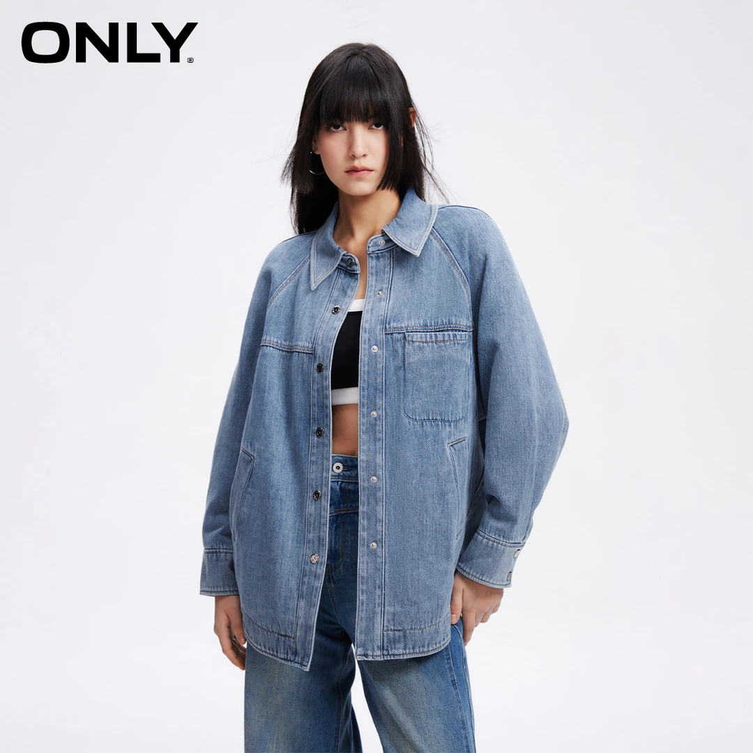 ONLY秋冬保暖加棉牛仔外套女宽松休闲气质慵懒风女装|124162005