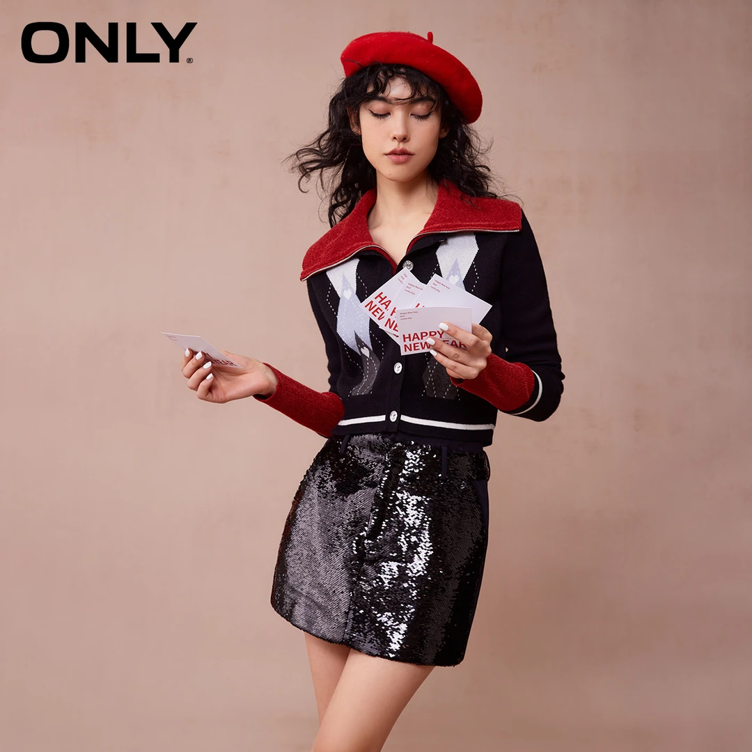 ONLY夏季“亮闪闪”A字显瘦短裙女装半身裙纯欲慵懒风|124116001