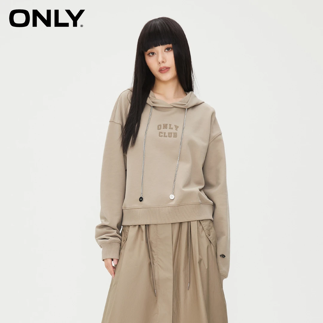 ONLY秋冬新款简约气质运动宽松百搭连帽长袖卫衣女12349S037