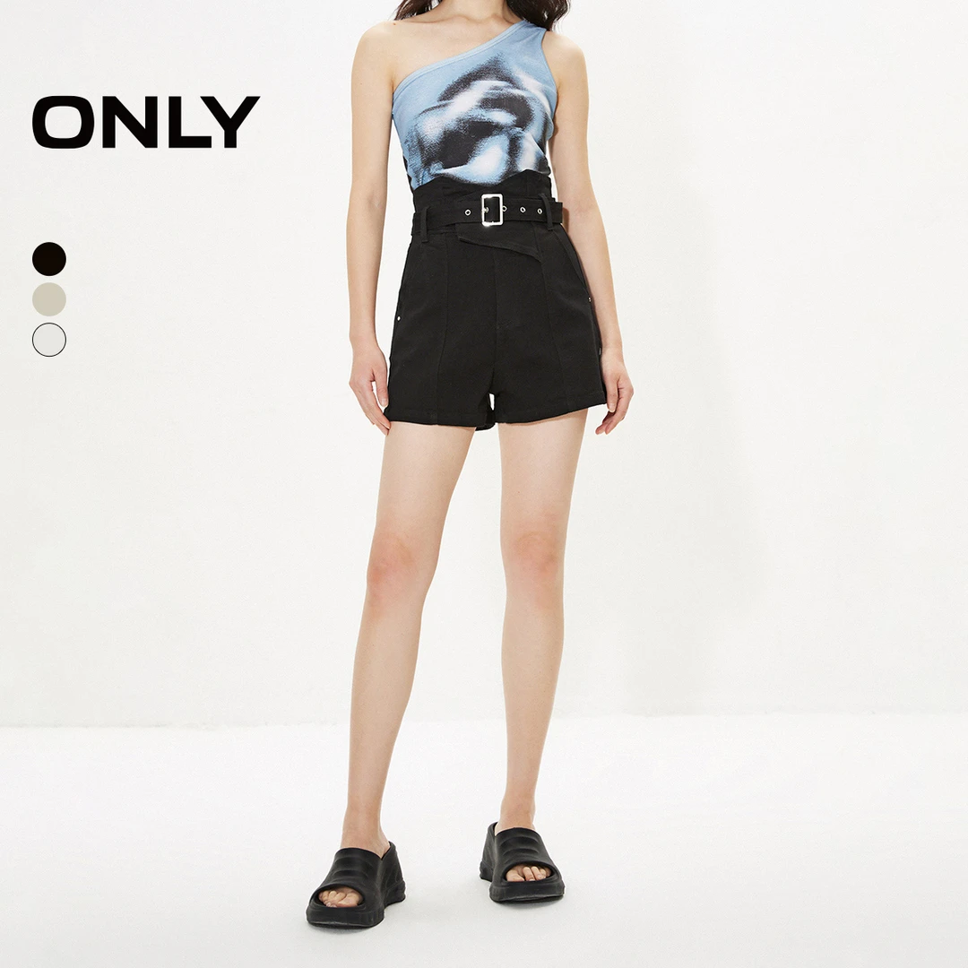 ONLY夏季宽松高腰显瘦A字牛仔短裤女装气质千金清冷感124243011