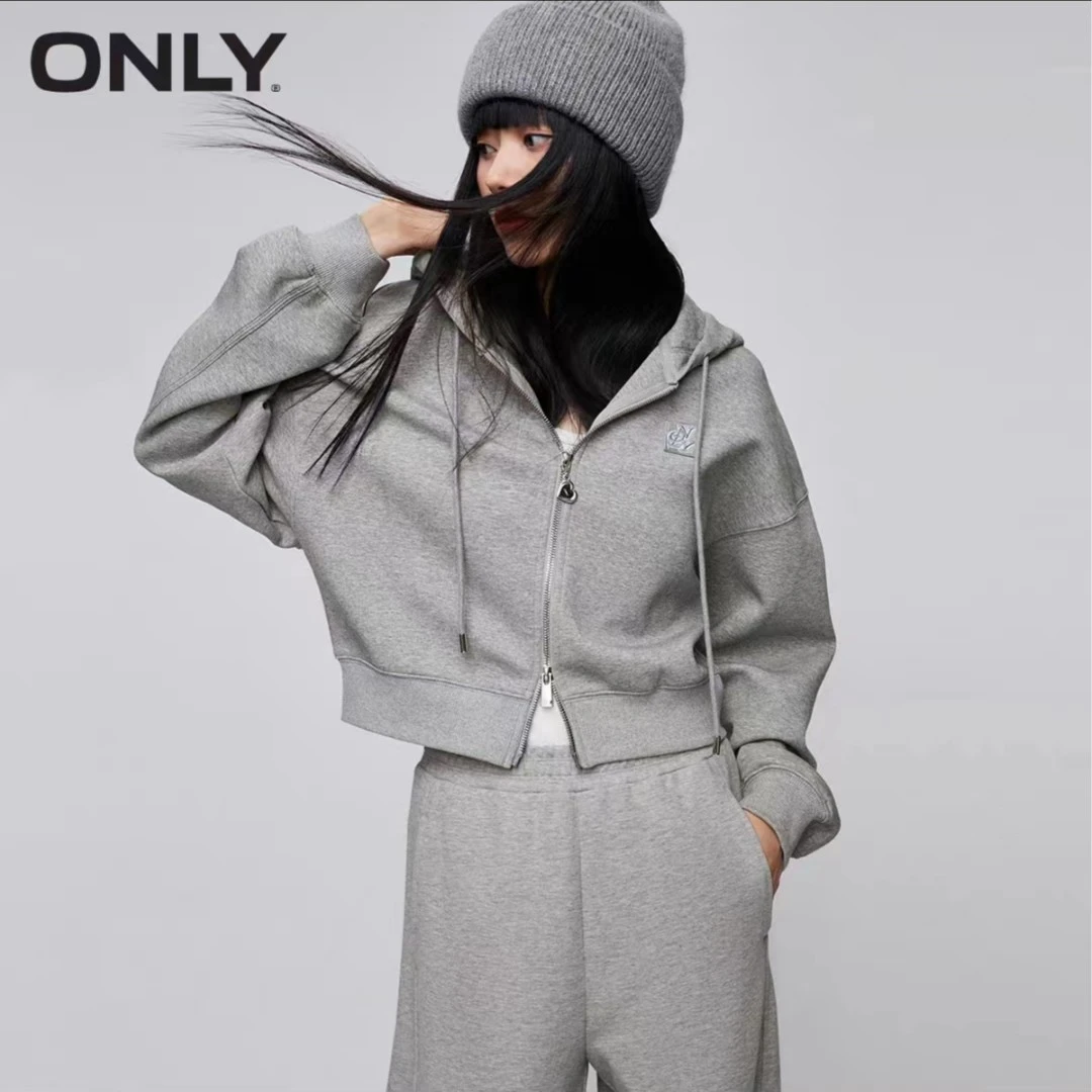 ONLY秋季新款时尚百搭运动风短款连帽卫衣外套女|12339R001