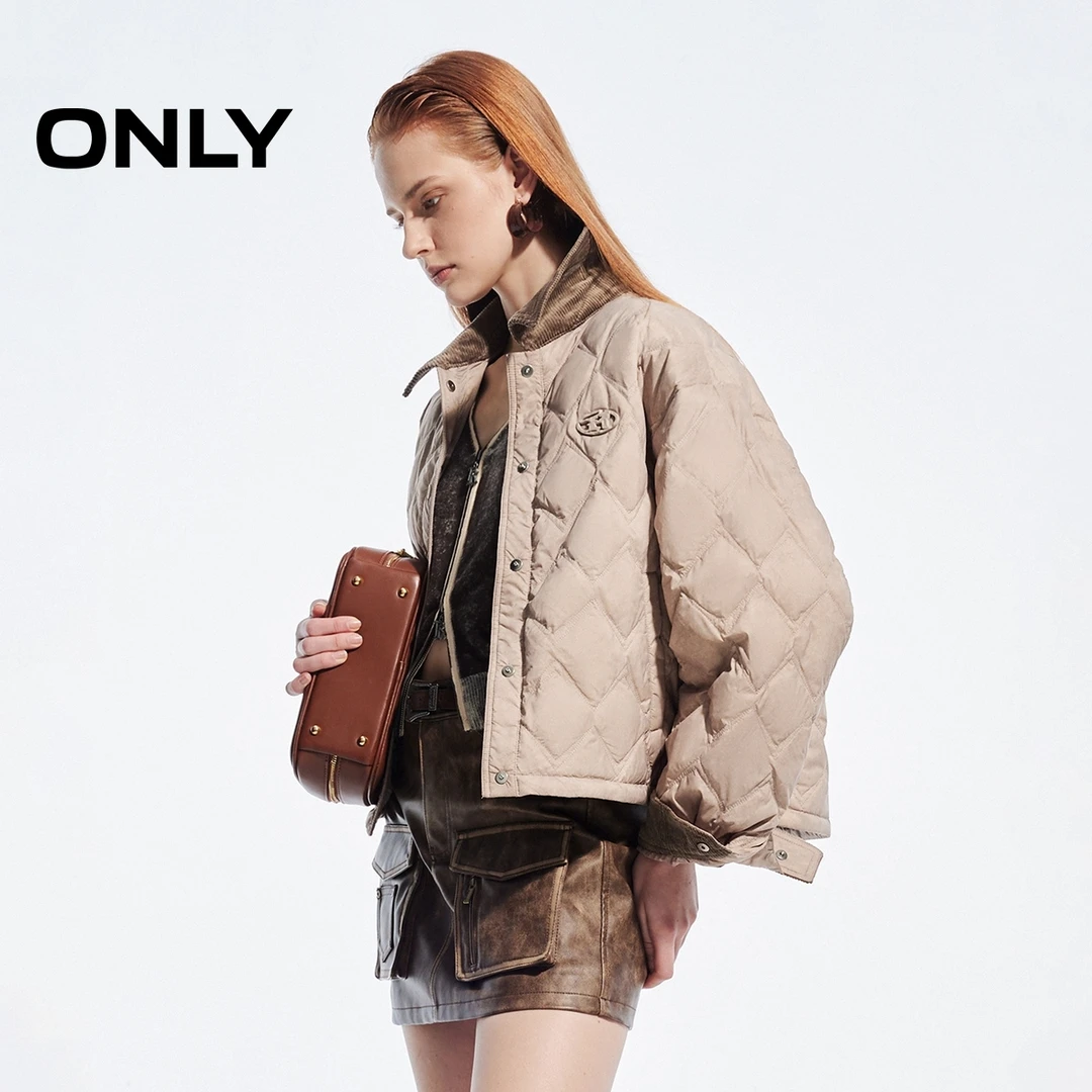 【双十一特惠】ONLY秋冬“90白鸭绒”短款衬衫式羽绒服女|124423075