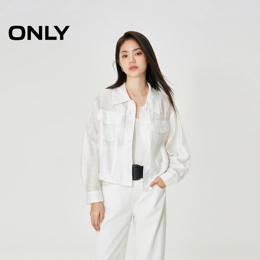 ONLY2024春游出行设计感绑带宽松短款长袖外套女|124236017