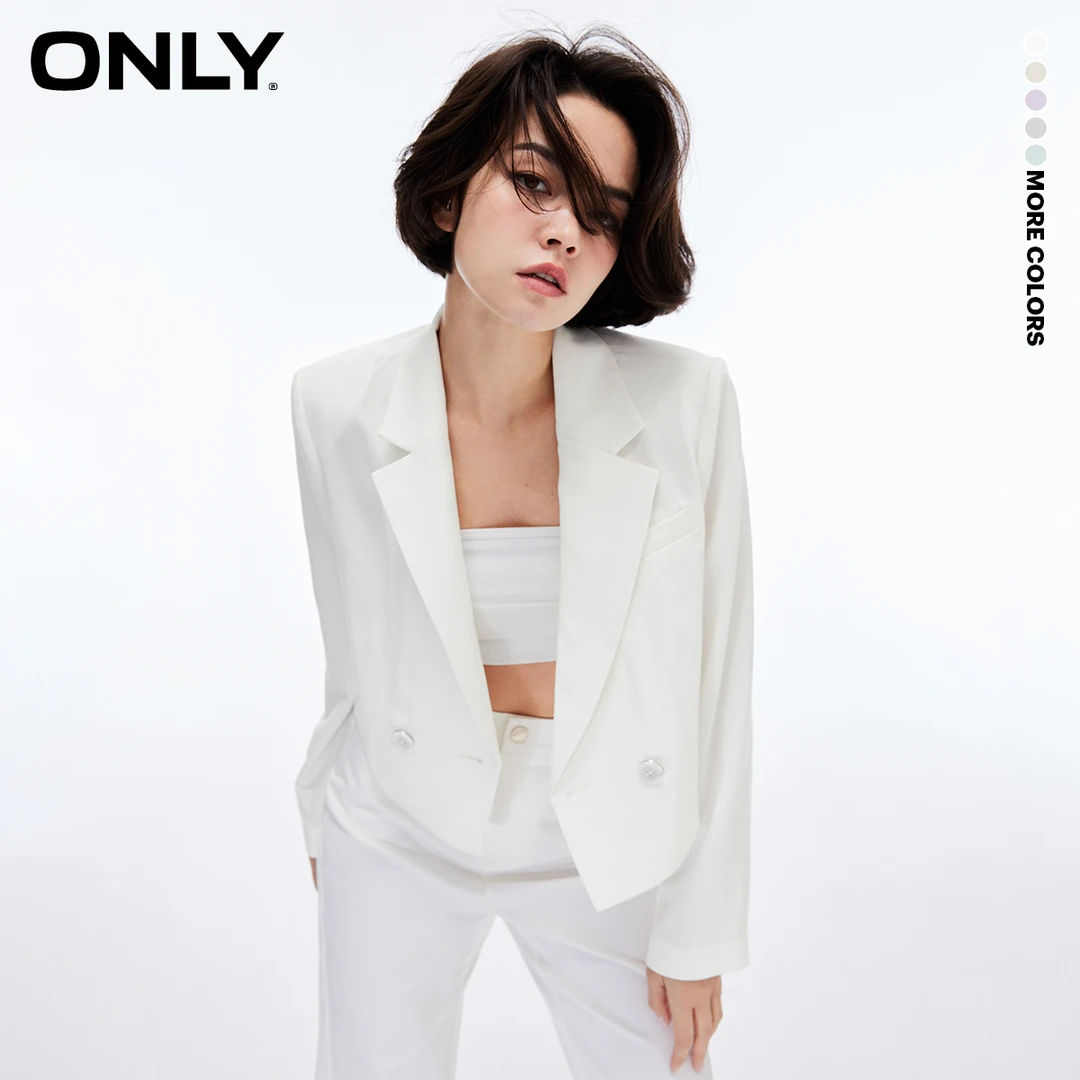 ONLY秋季新款时尚百搭通勤纯色直筒长袖短款西服女|123208012