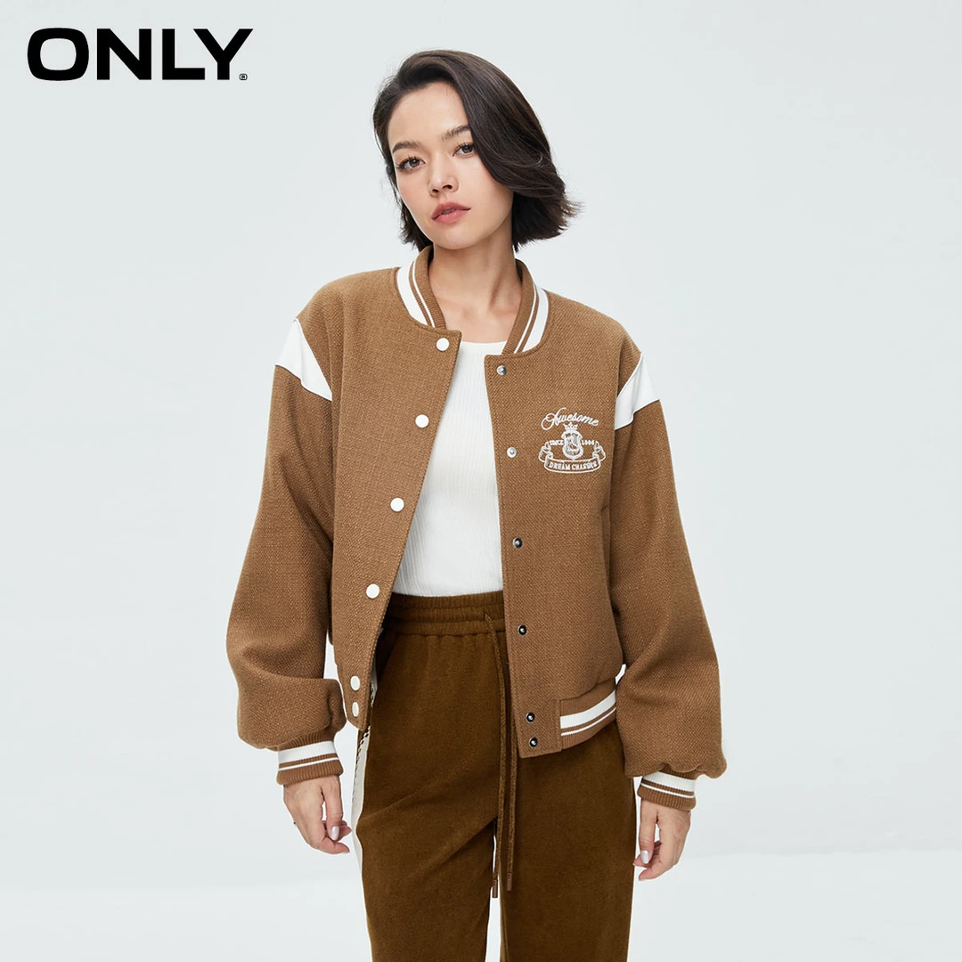 ONLY秋季新款潮流撞色落肩宽松百搭拼色短款外套女|123336010
