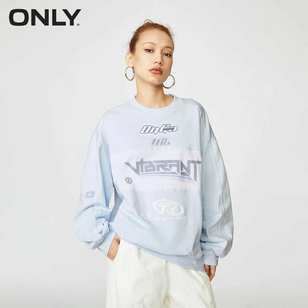 ONLY秋季新款百搭时尚运动潮流圆领印花卫衣女|12339S013